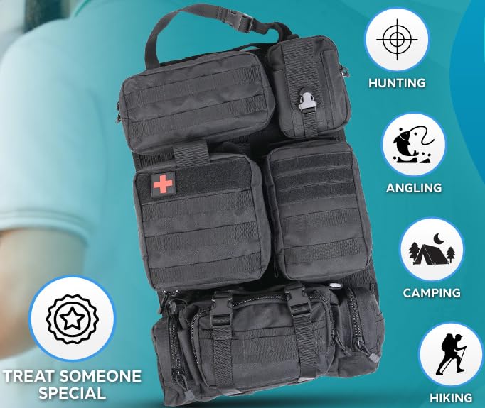 STUFFSTASH Tactical Seat Back Organizer — Universal Vehicle MOLLE Panel with 5 Detachable Pouches