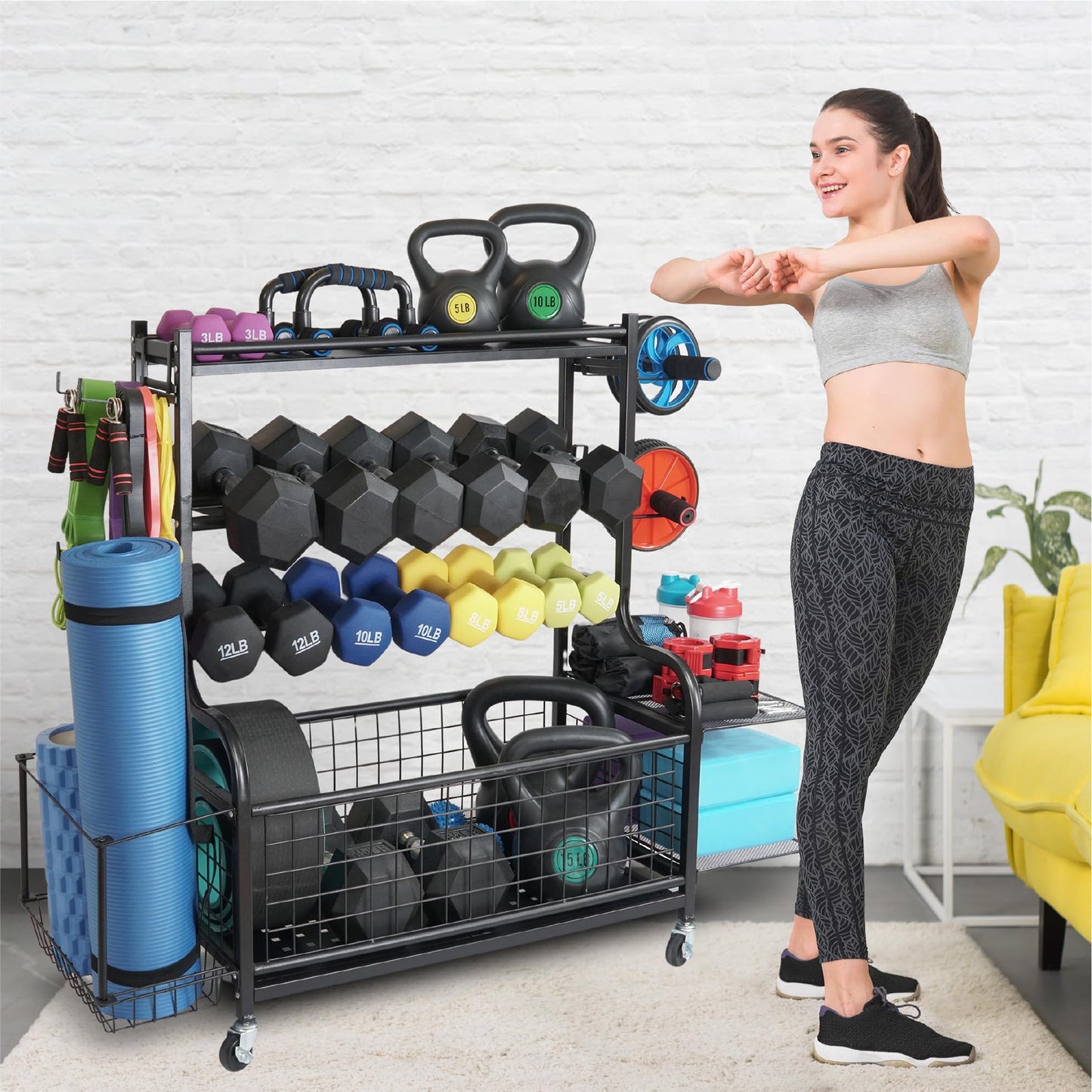 STUFFSTASH Adjustable Dumbbell Rack – Heavy-Duty Home Gym Storage (700 lb Capacity)
