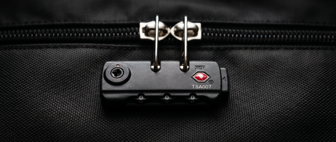 Close-up of a TSA007 luggage lock