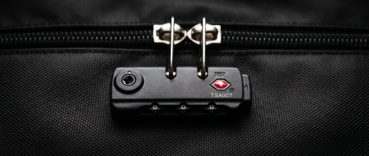 Close-up of a TSA007 luggage lock