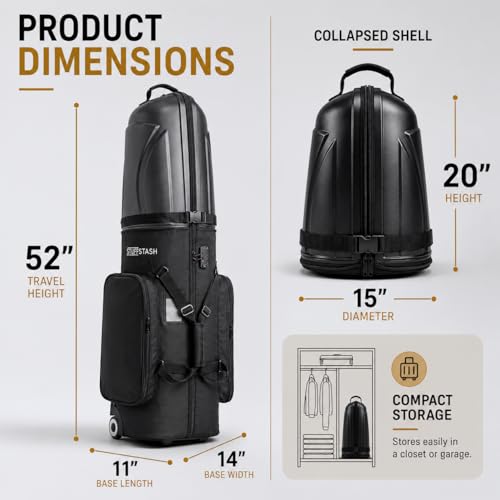 STUFFSTASH Golf Travel Bag for Airlines with Wheels, Hard ABS Shell Golf Travel Case, Internal Support Bar, YKK Zippers, TSA Lock, Waterproof Pockets, Golf Club Travel Bag for Airplane Travel