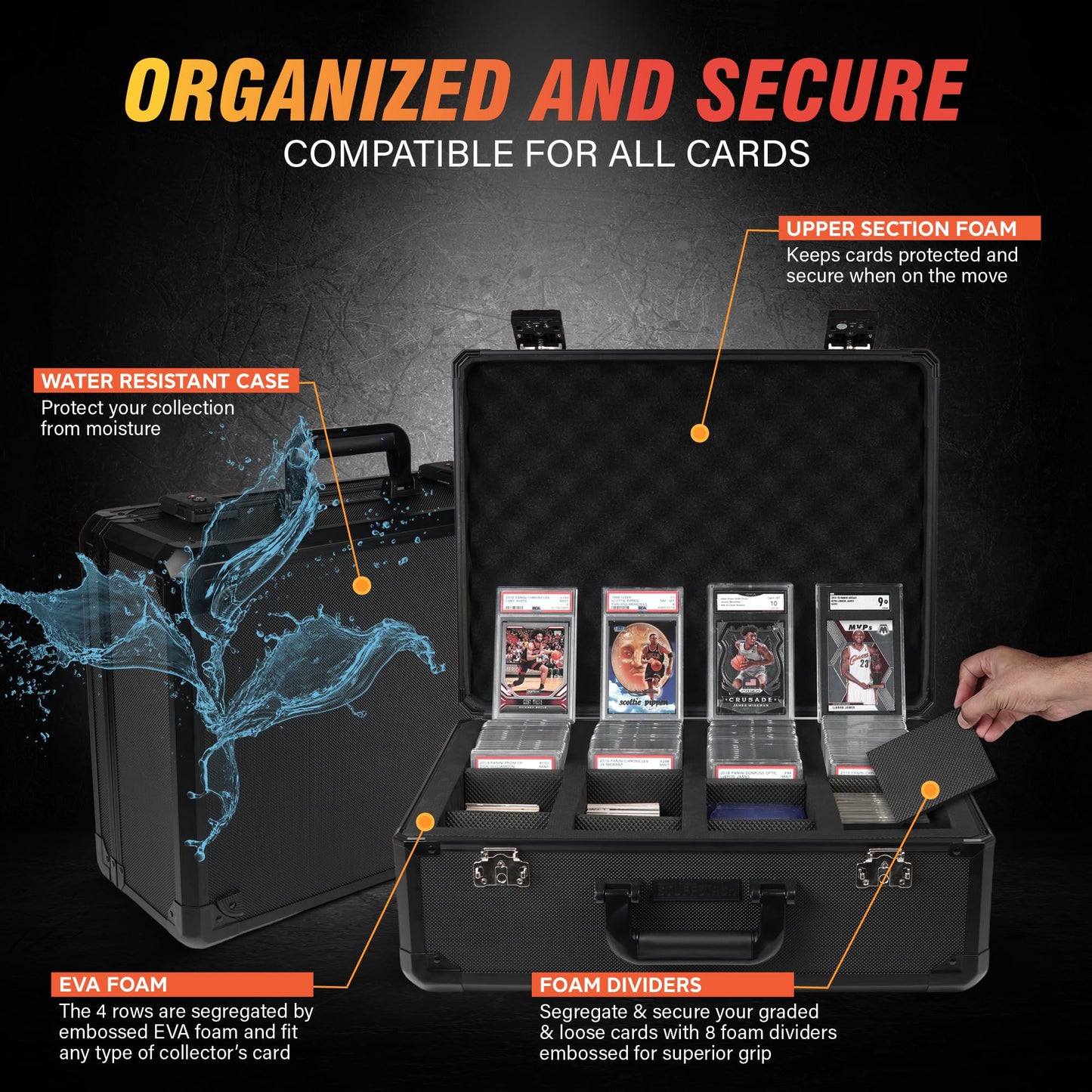 STUFFSTASH Graded Card Storage Case — Holds 180+ Slabs with Combination Lock