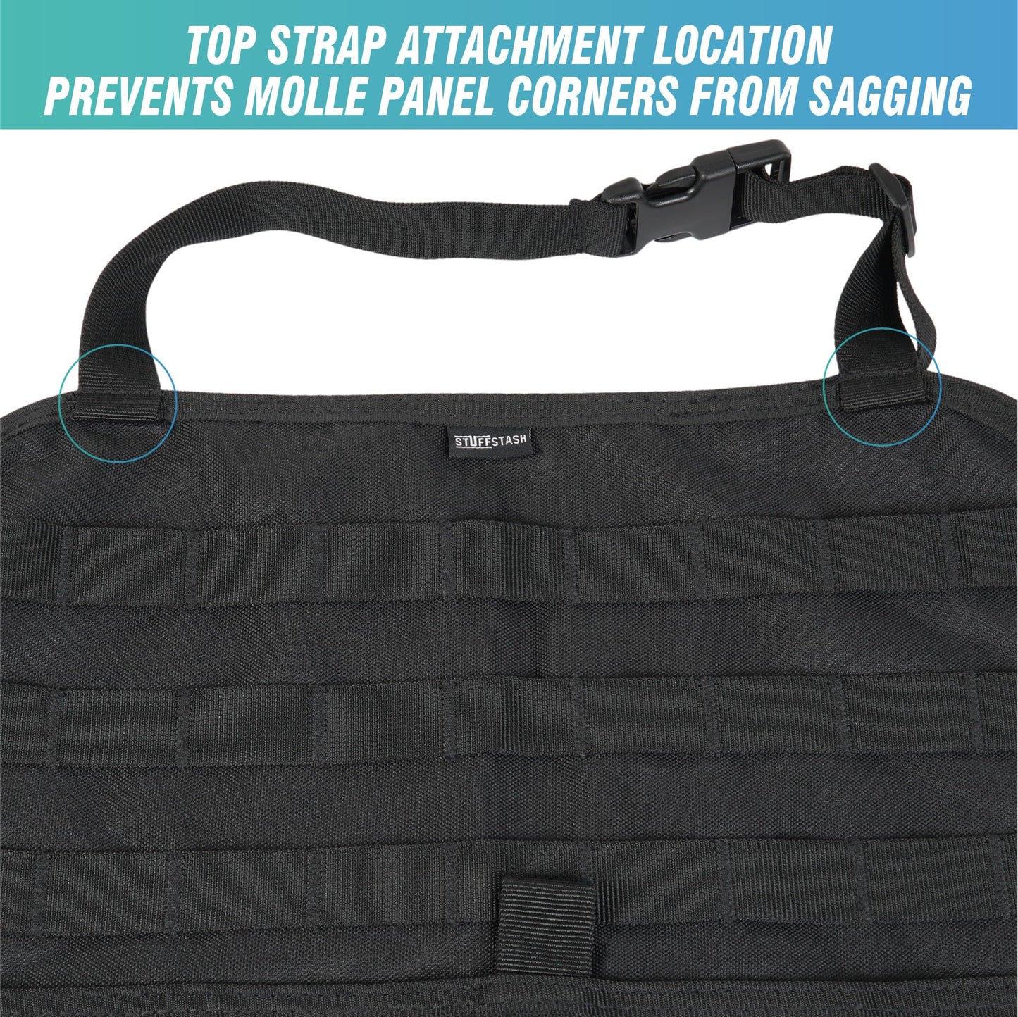 STUFFSTASH Tactical Seat Back Organizer — Universal Vehicle MOLLE Panel with 5 Detachable Pouches
