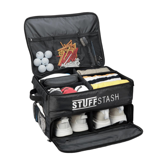 STUFFSTASH Golf Trunk Organizer — Rigid, Ventilated Shoe Compartment, Adjustable Dividers