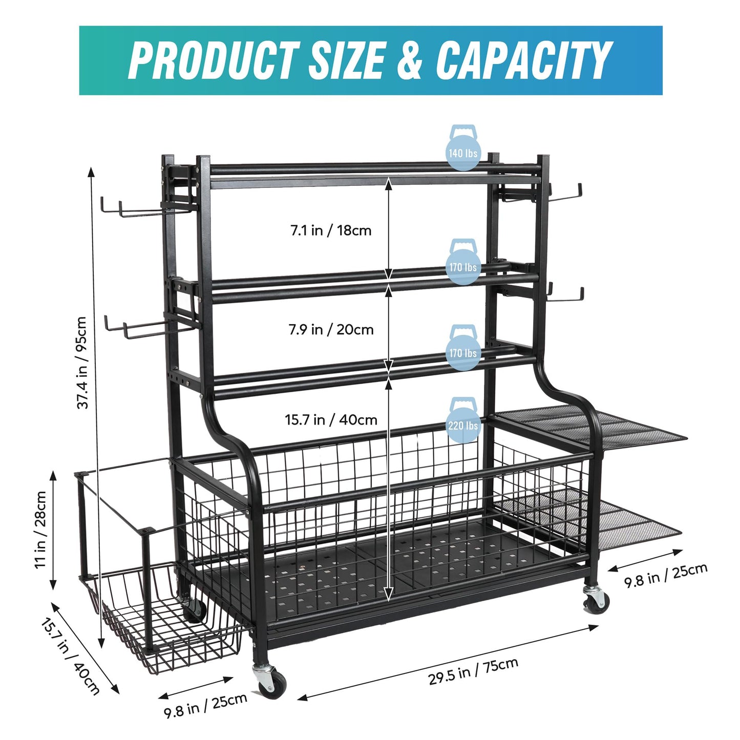 STUFFSTASH Adjustable Dumbbell Rack – Heavy-Duty Home Gym Storage (700 lb Capacity)