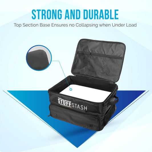STUFFSTASH Golf Trunk Organizer — Rigid, Ventilated Shoe Compartment, Adjustable Dividers