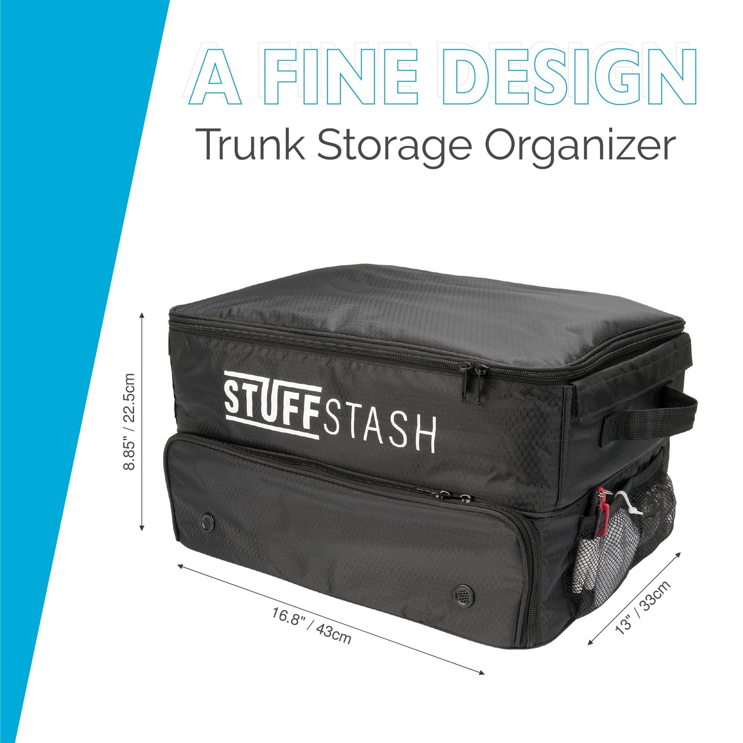 STUFFSTASH Golf Trunk Organizer — Rigid, Ventilated Shoe Compartment, Adjustable Dividers