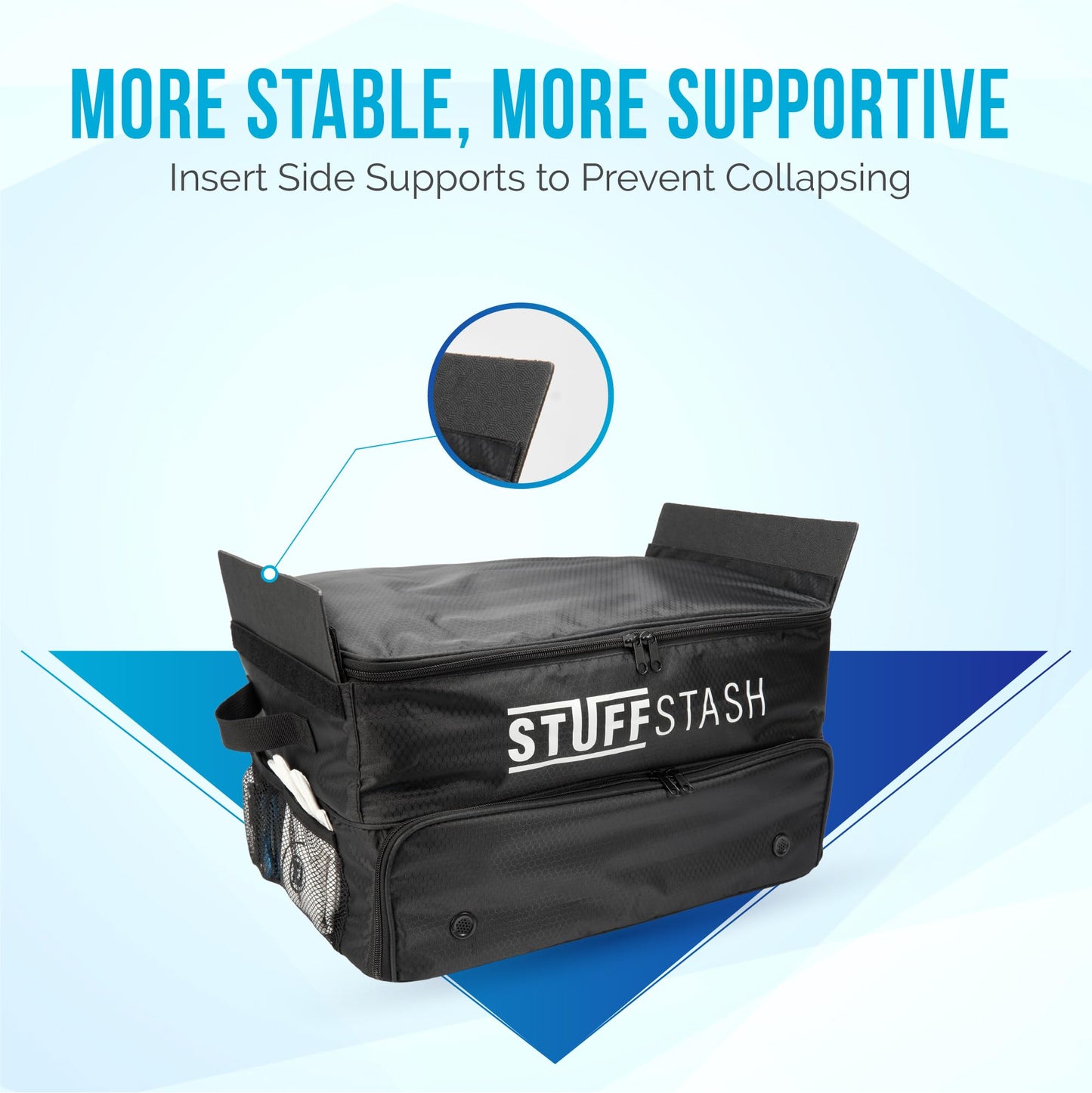 STUFFSTASH Golf Trunk Organizer — Rigid, Ventilated Shoe Compartment, Adjustable Dividers