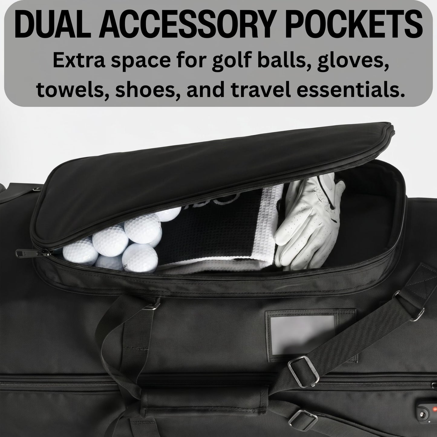 STUFFSTASH Golf Travel Bag for Airlines with Wheels, Hard ABS Shell Golf Travel Case, Internal Support Bar, YKK Zippers, TSA Lock, Waterproof Pockets, Golf Club Travel Bag for Airplane Travel