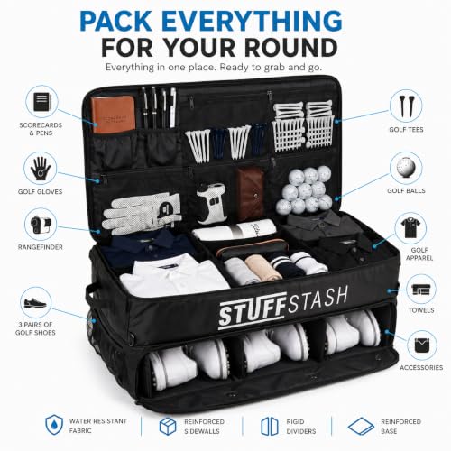 STUFFSTASH XL Golf Trunk Organizer for Car & SUV, Holds 3 Pairs of Shoes