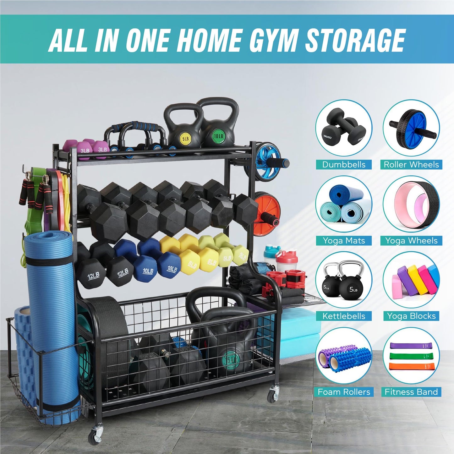 STUFFSTASH Adjustable Dumbbell Rack – Heavy-Duty Home Gym Storage (700 lb Capacity)